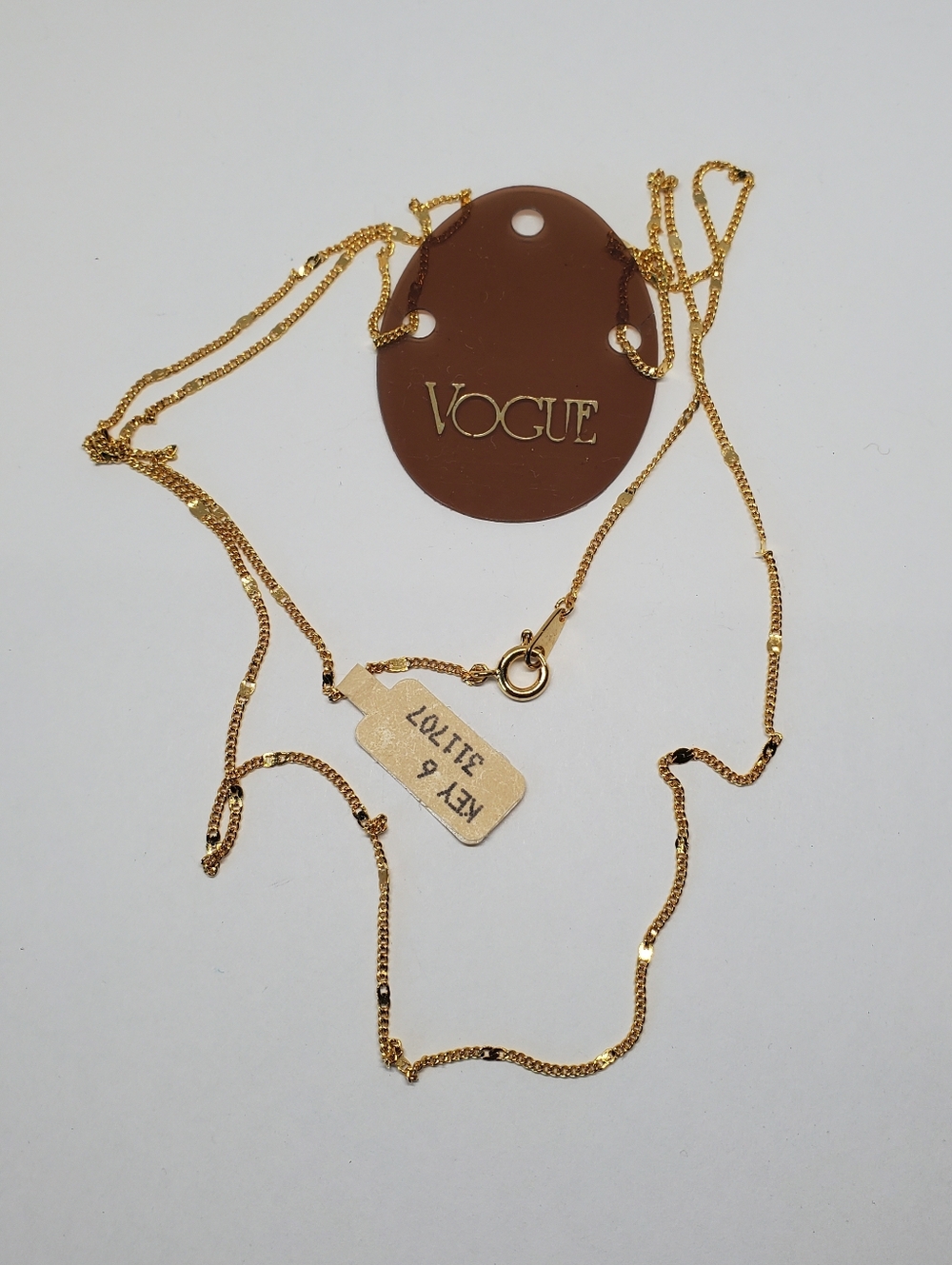 Vintage Vogue Gold Tone Crimped Station Chain Necklace